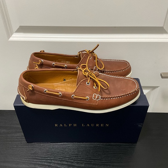 Ralph Lauren Tan Leather Boat Shoes - Picture 3 of 8
